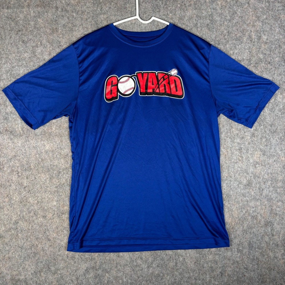 Team 365 Go Yard Baseball T-Shirt Mens Large Blue Graphic Number 45